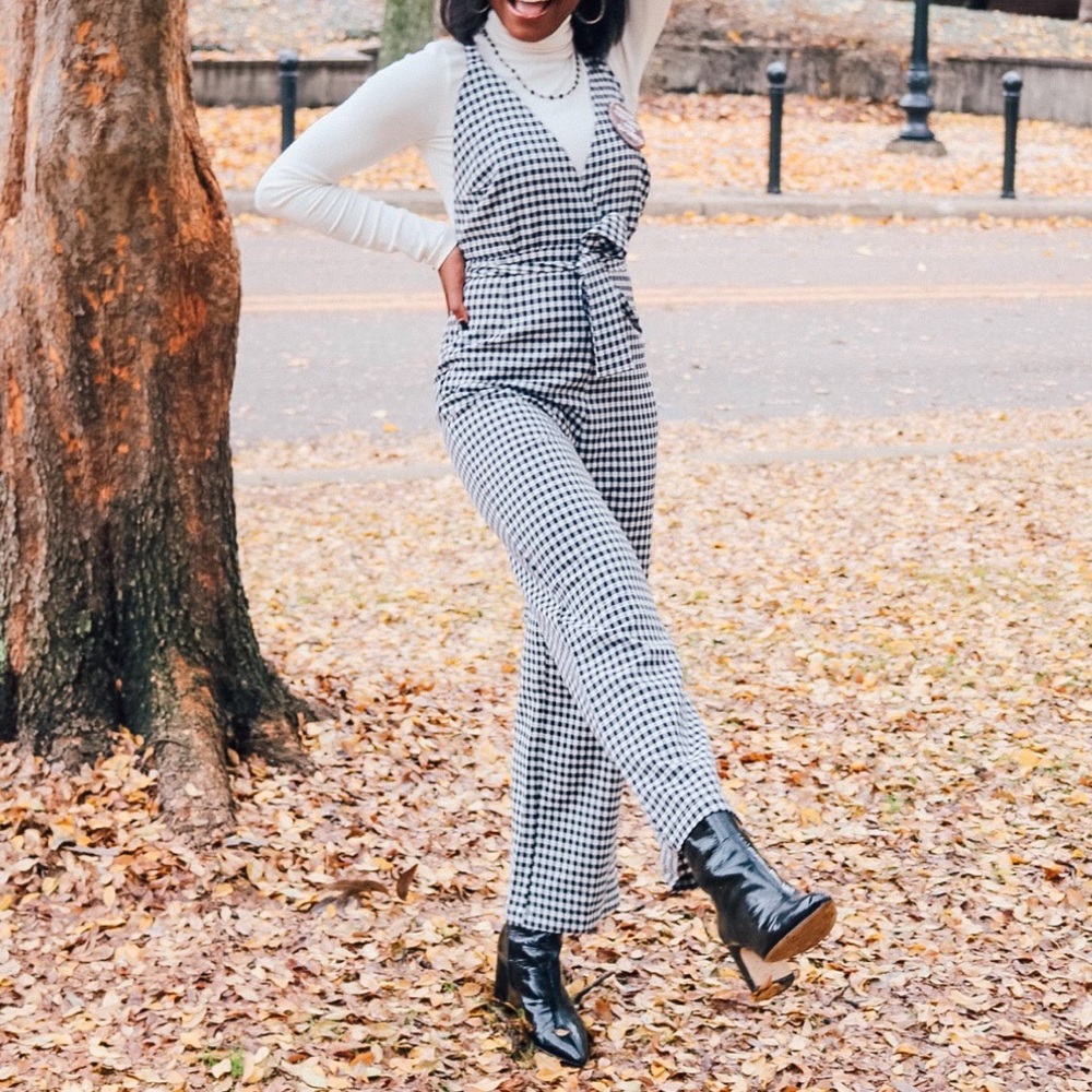 Black & White Gingham Jumpsuit
